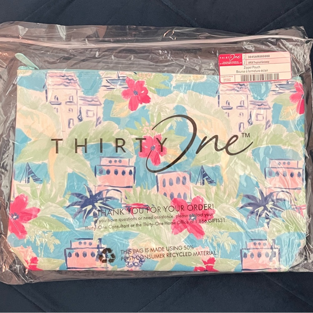 31 Large Zipper Pouch - Tropical Getaway - NWT